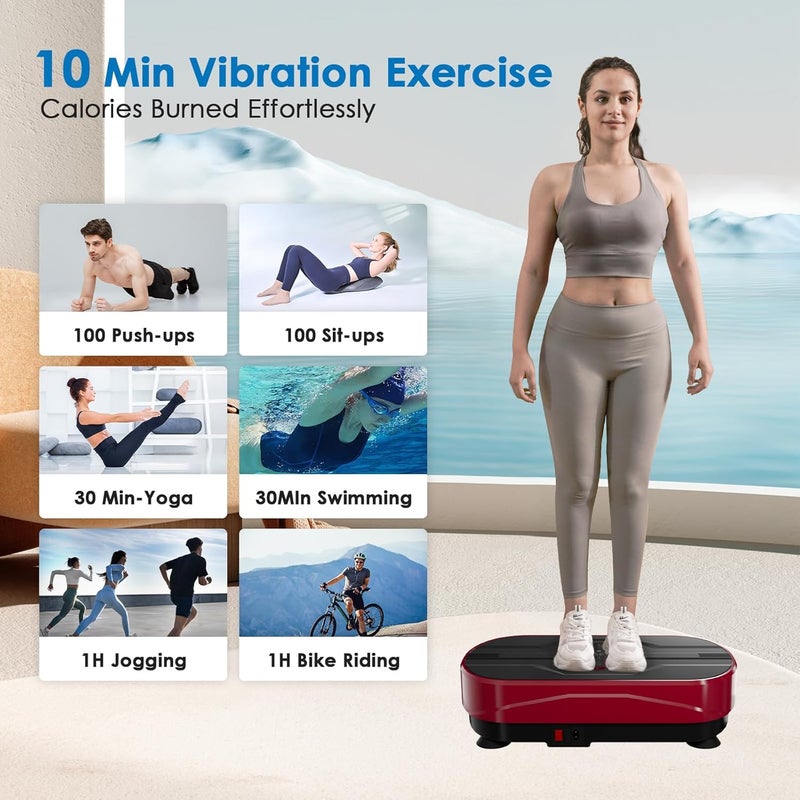 Natini Vibration Plate Exercise Machine - Whole Body Workout Vibration Platform Lymphatic Drainage Machine for Weight Loss Home Fitness with Resistance Bands Remote - Image 4